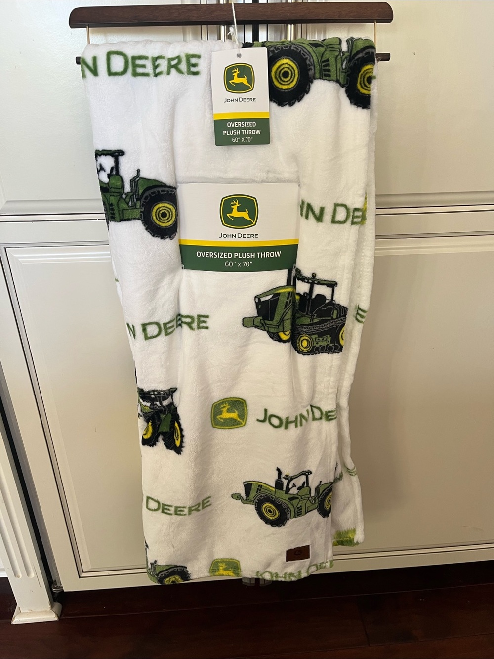 John Deere Green & Yellow Logo Tractor Plush Throw Blanket